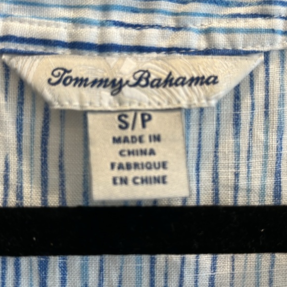 EUC Tommy Bahama striped sleeveless lace front linen blouse - Picture 3 of 9